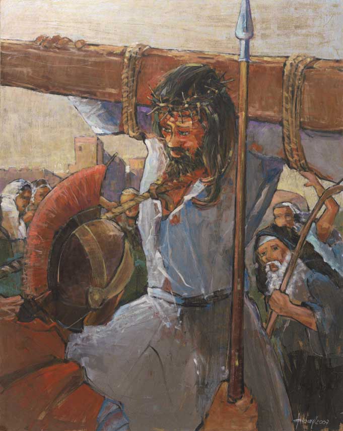 Jesus ascends Calvary